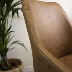 Industriële Draaibare Bureaustoel Lennox Cognac - 64,50x60x84 Cm - Stof - Bruin -Puur Woood Winkel 1000042414 0103