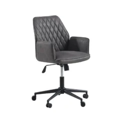 Industriële Draaibare Bureaustoel Novan Antraciet - 52x57x87 Cm - Stof - Grijs