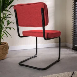 Industriële Eetkamerstoel Remo Rood - Stof - Rood -Puur Woood Winkel 1000042448 0102