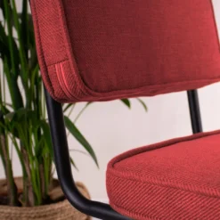 Industriële Eetkamerstoel Remo Rood - Stof - Rood -Puur Woood Winkel 1000042448 0103