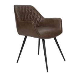 Industriële Eetkamerstoel Cara Taupe - Kunstleder - Taupe
