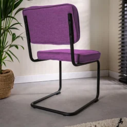Industriële Eetkamerstoel Remo Paars - Stof - Paars -Puur Woood Winkel 1000042489 0102