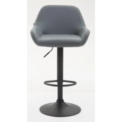 CLP Set Van 2 Barkrukken Braga Zwart Frame Kunstleer - Grijs -Puur Woood Winkel 1000043259 0101