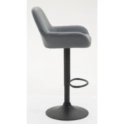 CLP Set Van 2 Barkrukken Braga Zwart Frame Kunstleer - Grijs -Puur Woood Winkel 1000043259 0102