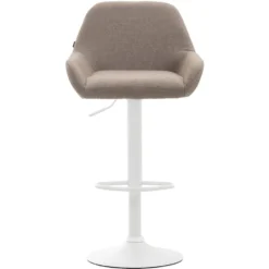 CLP Set Van 2 Barkrukken Braga Wit Frame Stof - Taupe -Puur Woood Winkel 1000043284 0102