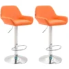 CLP Set Van 2 Barkrukken Braga Chroom Frame Kunstleer - Oranje