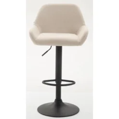 CLP Set Van 2 Barkrukken Braga Zwart Frame Stof - Crème -Puur Woood Winkel 1000043366 0101