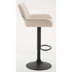 CLP Set Van 2 Barkrukken Braga Zwart Frame Stof - Crème -Puur Woood Winkel 1000043366 0102