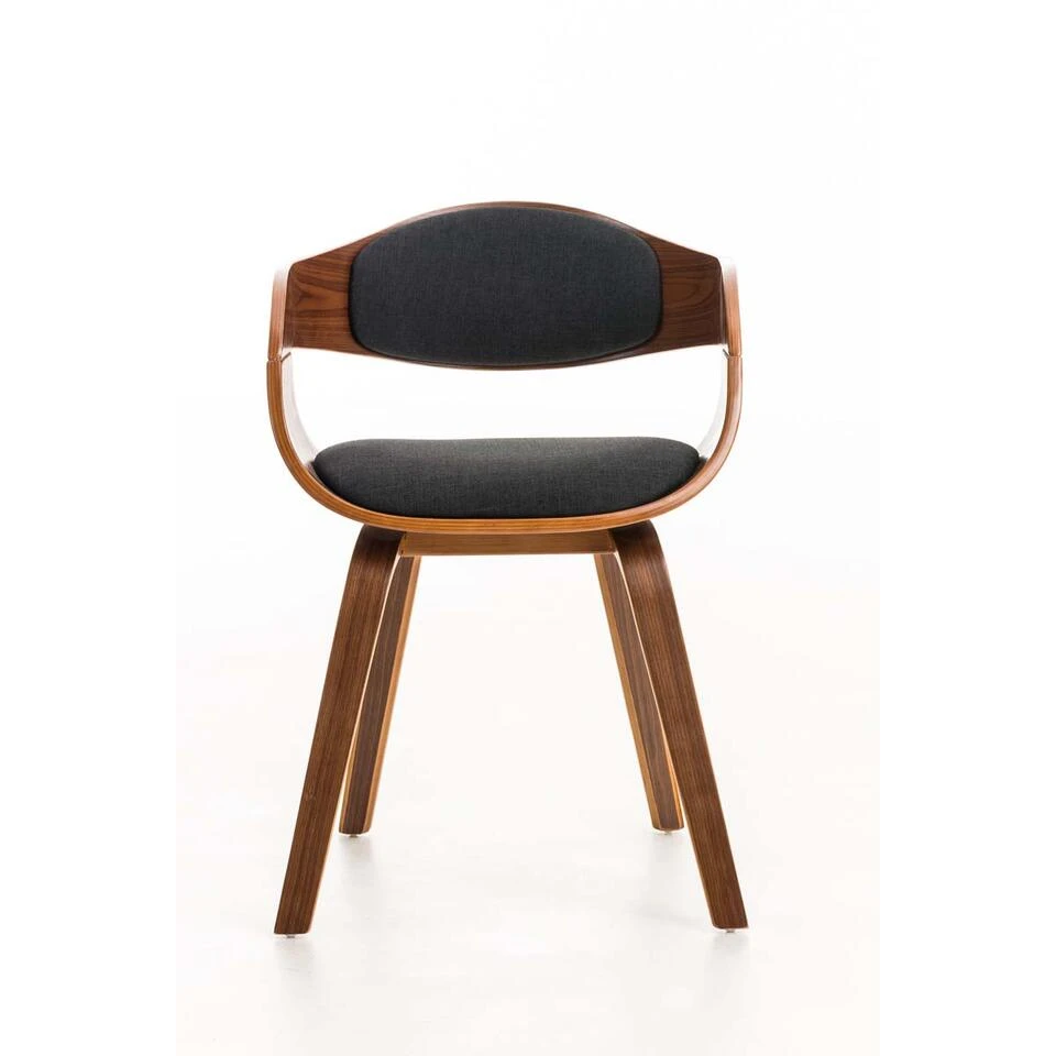 CLP Eetkamerstoel Kingston Walnoot Frame Stof - Zwart 2 CLP Eetkamerstoel Kingston Walnoot Frame Stof - Zwart - Afbeelding 2