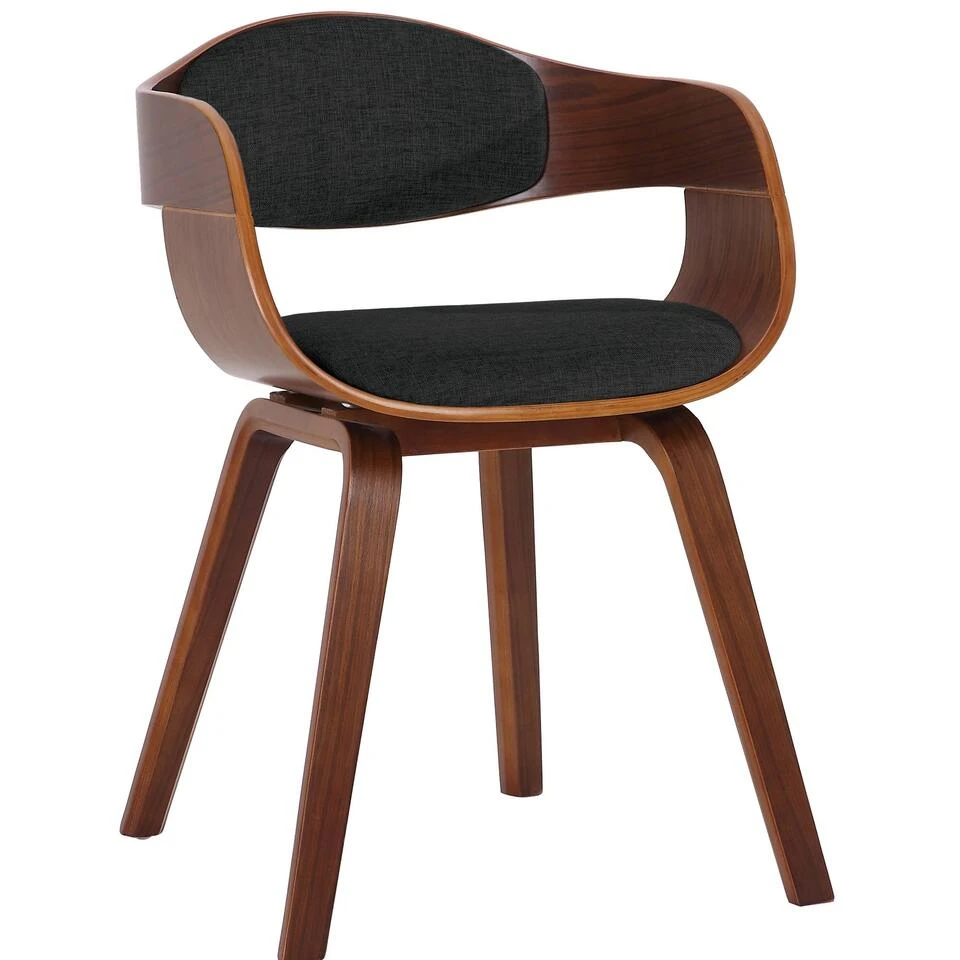 CLP Eetkamerstoel Kingston Walnoot Frame Stof - Zwart 1 CLP Eetkamerstoel Kingston Walnoot Frame Stof - Zwart