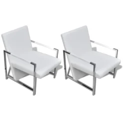 VidaXL Fauteuils 2 St Met Chroom Frame Kunstleer Wit