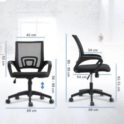 ACAZA Bureaustoel - In Hoogte Verstelbare Stoel - Netbekleding - Zwart 7 ACAZA Bureaustoel - In Hoogte Verstelbare Stoel - Netbekleding - Zwart -Puur Woood Winkel 1000044344 0103