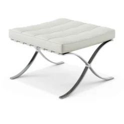 Expo Hocker Wit Premium Leer - Leder - Wit