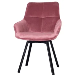 Giga Meubel Stoel Roze Velvet - Metaal - 58x61x86 Cm - Shannon