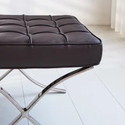 Expo Hocker Donkerbruin Premium Leer - Leder - Bruin -Puur Woood Winkel 1000049296 0102