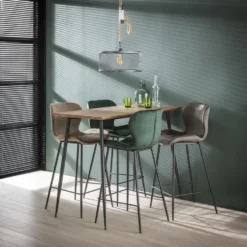 Giga Meubel Barstoel Velvet Champagne - Ronde Buis - Zithoogte 67cm -Puur Woood Winkel 1000049933 0102