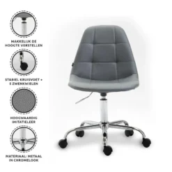 Xairo Rome - Bureaustoel - Kunstleer - Grijs -Puur Woood Winkel 1000050215 0104