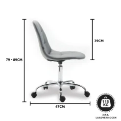 Clp Bureaustoel Reims Kunstleer Grijs -Puur Woood Winkel 1000050236 0103