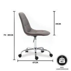 Clp Bureaustoel Reims Stof Grijs -Puur Woood Winkel 1000050245 0103