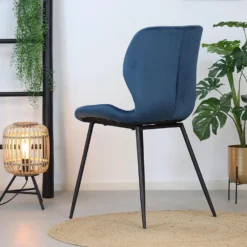 Eetkamerstoel Shawn Velvet Blauw - Stof - Blauw -Puur Woood Winkel 1000051907 0102