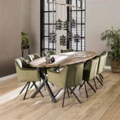 Eetkamerstoel Suze Velvet Groen - Stof - Groen -Puur Woood Winkel 1000051926 0102