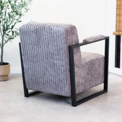 Moderne Fauteuil Madeline Ribstof Antraciet - Stof - Grijs -Puur Woood Winkel 1000051929 0102