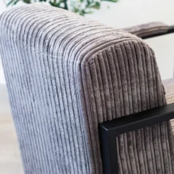 Moderne Fauteuil Madeline Ribstof Antraciet - Stof - Grijs -Puur Woood Winkel 1000051929 0103