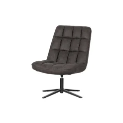WOOOD Dirkje Draaifauteuil - Leerlook - Zwart - 101x70x85 -Puur Woood Winkel 1000052486 0103