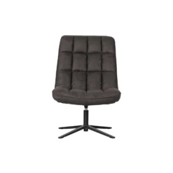 WOOOD Dirkje Draaifauteuil - Leerlook - Zwart - 101x70x85