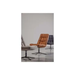 WOOOD Dirkje Draaifauteuil - Leerlook - Cognac - 101x70x85 -Puur Woood Winkel 1000052487 0102