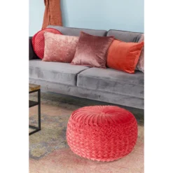 Giga Meubel Poef Rond Roze - 50x50x50cm - Poef Maaike -Puur Woood Winkel 1000053544 0103