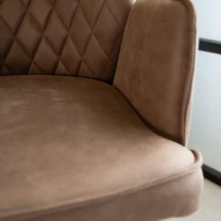 Industriële Barkruk Novan Taupe - Zithoogte 68 Cm - Stof - Taupe -Puur Woood Winkel 1000054520 0102