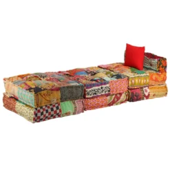 VidaXL Poef Driezits Modulair Stof Patchwork -Puur Woood Winkel 1000054558 0105