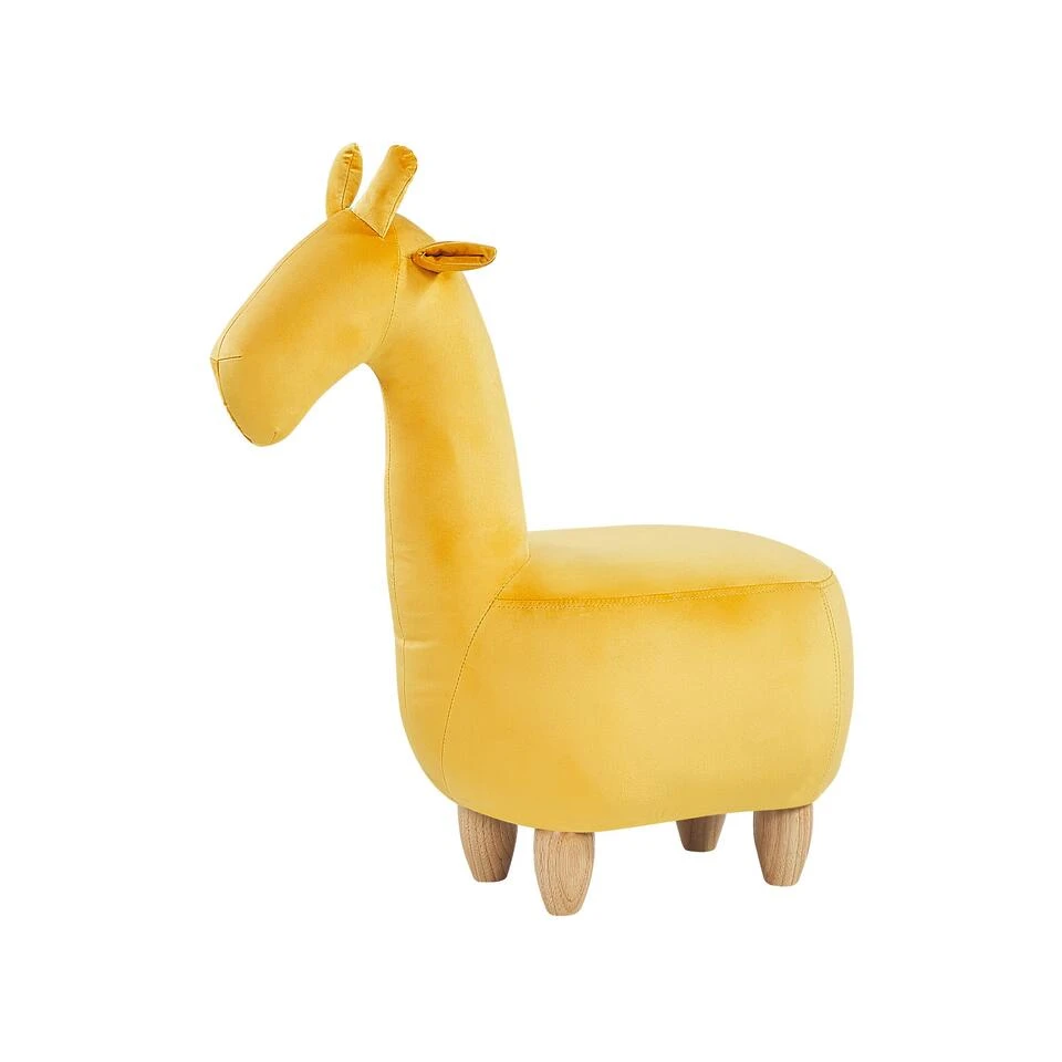 Beliani Dierenhocker GIRAFFE - Geel Fluweel 1 Beliani Dierenhocker GIRAFFE - Geel Fluweel