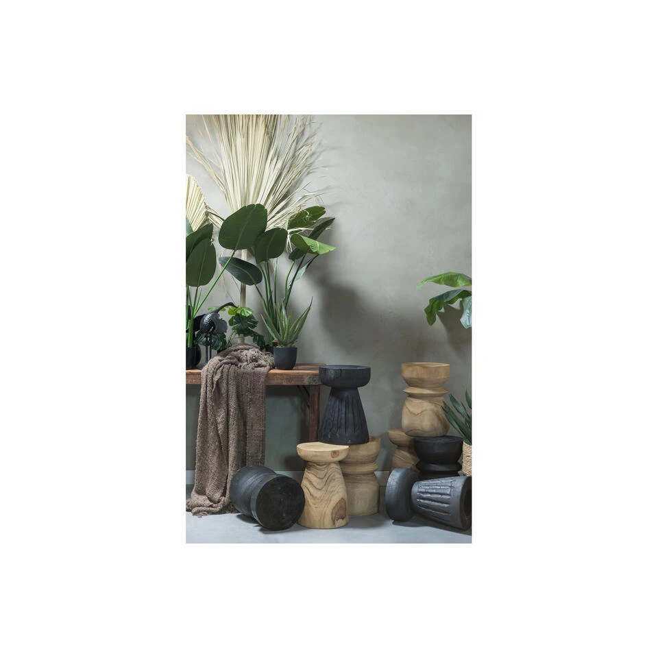 WOOOD Kruk Bikkel - Hout - Zwart - 40x28x28 4 WOOOD Kruk Bikkel - Hout - Zwart - 40x28x28 - Afbeelding 4