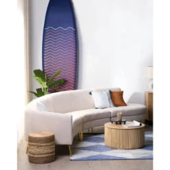 Beliani Poef BARBEL - Beige Waterhyacinth, Zeewier, Palmblad -Puur Woood Winkel 1000059782 0103