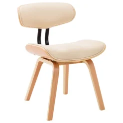 VidaXL Eetkamerstoelen 2 St Gebogen Hout En Kunstleer Crèmekleurig -Puur Woood Winkel 1000060883 0102