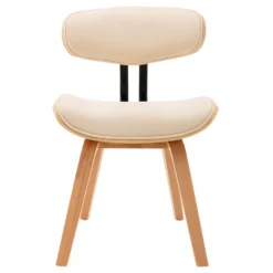 VidaXL Eetkamerstoelen 2 St Gebogen Hout En Kunstleer Crèmekleurig -Puur Woood Winkel 1000060883 0103