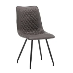 Eetkamerstoelen Set Van 4 Kick - Antraciet - Metaalpoot - Microvezel -Puur Woood Winkel 1000061079 0102