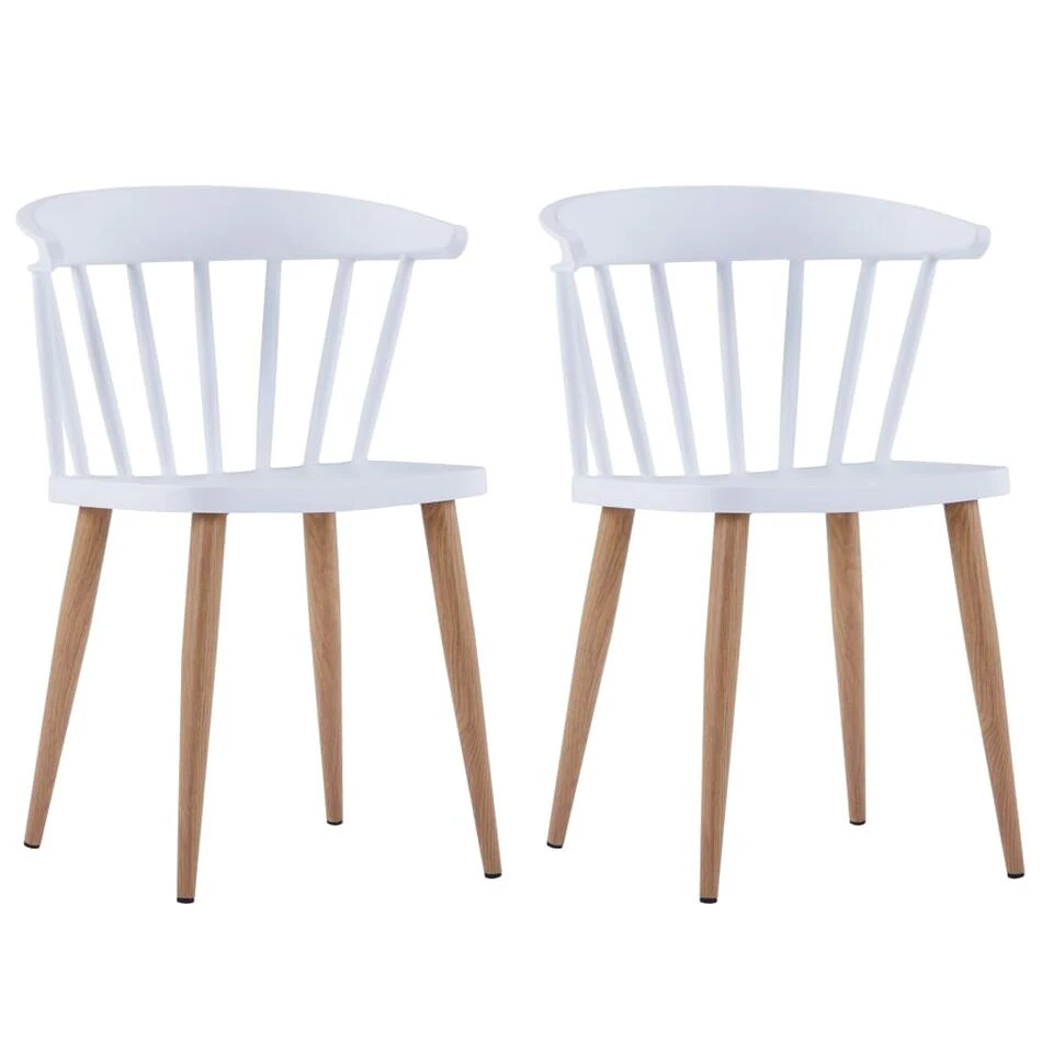 VidaXL Eetkamerstoelen 2 St Kunststof Wit 1 VidaXL Eetkamerstoelen 2 St Kunststof Wit