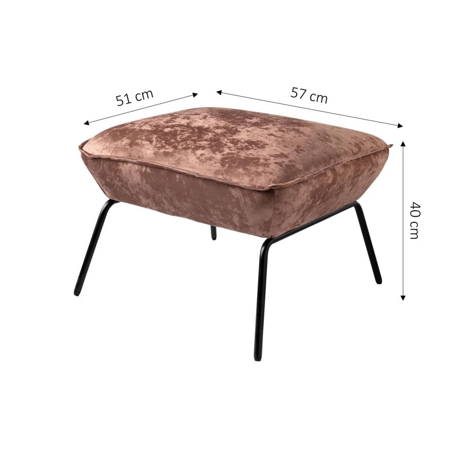 SCOTT - Voetenbankje - Velvet Poef - 57x54x40 Cm - Ideale Bijzet Poef - Tobacco 2 SCOTT - Voetenbankje - Velvet Poef - 57x54x40 Cm - Ideale Bijzet Poef - Tobacco - Afbeelding 2