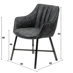 Giga Meubel Eetkamerfauteuil Zwart - PU-Leer - RVS Onderstel -Puur Woood Winkel 1000065947 0103