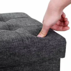 Poef - Opvouwbaar - Zonder Poten - Stof - 38 Cm - Donkergrijs -Puur Woood Winkel 1000068042 0102