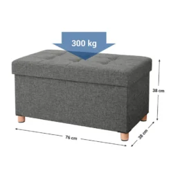 Poef - Opvouwbaar - Met Poten - Stof - 76 Cm - Donkergrijs -Puur Woood Winkel 1000068050 0103