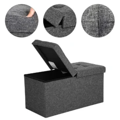 ACAZA Poef - Opvouwbaar - Zonder Poten - Stof - 76 Cm - Donkergrijs -Puur Woood Winkel 1000068052 0102