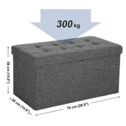 ACAZA Poef - Opvouwbaar - Zonder Poten - Stof - 76 Cm - Donkergrijs -Puur Woood Winkel 1000068052 0103