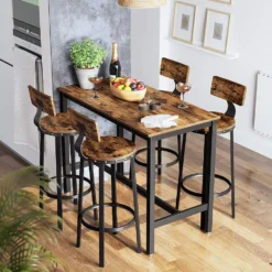 ACAZA Set Van 2 Barkrukken - Industrieel Ontwerp - Vintage Bruin -Puur Woood Winkel 1000068125 0103