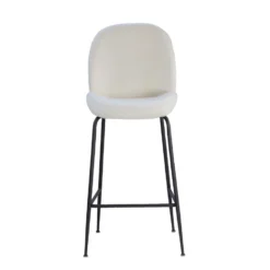 Giga Meubel Barkruk Teddy Wit - Zithoogte 75cm - Zwart Onderstel