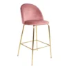 Giga Meubel Barstoel Velvet Roze Brass - Zithoogte 77cm