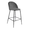 Giga Meubel Barstoel Velvet Grijs/Zwart - Zithoogte 77cm